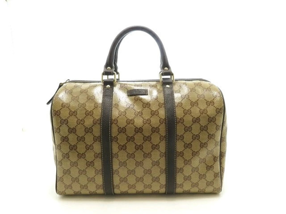 Gucci Boston Bag GG Canvas Beige Cream Dark Brown